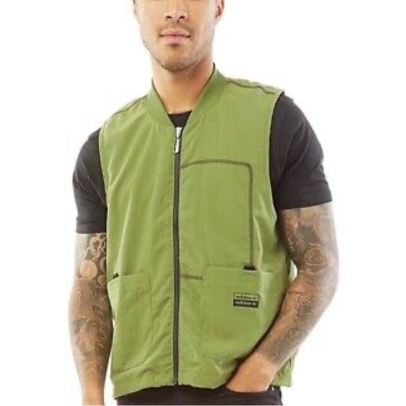 Adidas Men’s RYV Blackout Full Zip Up Vest Green - Picture 2 of 6